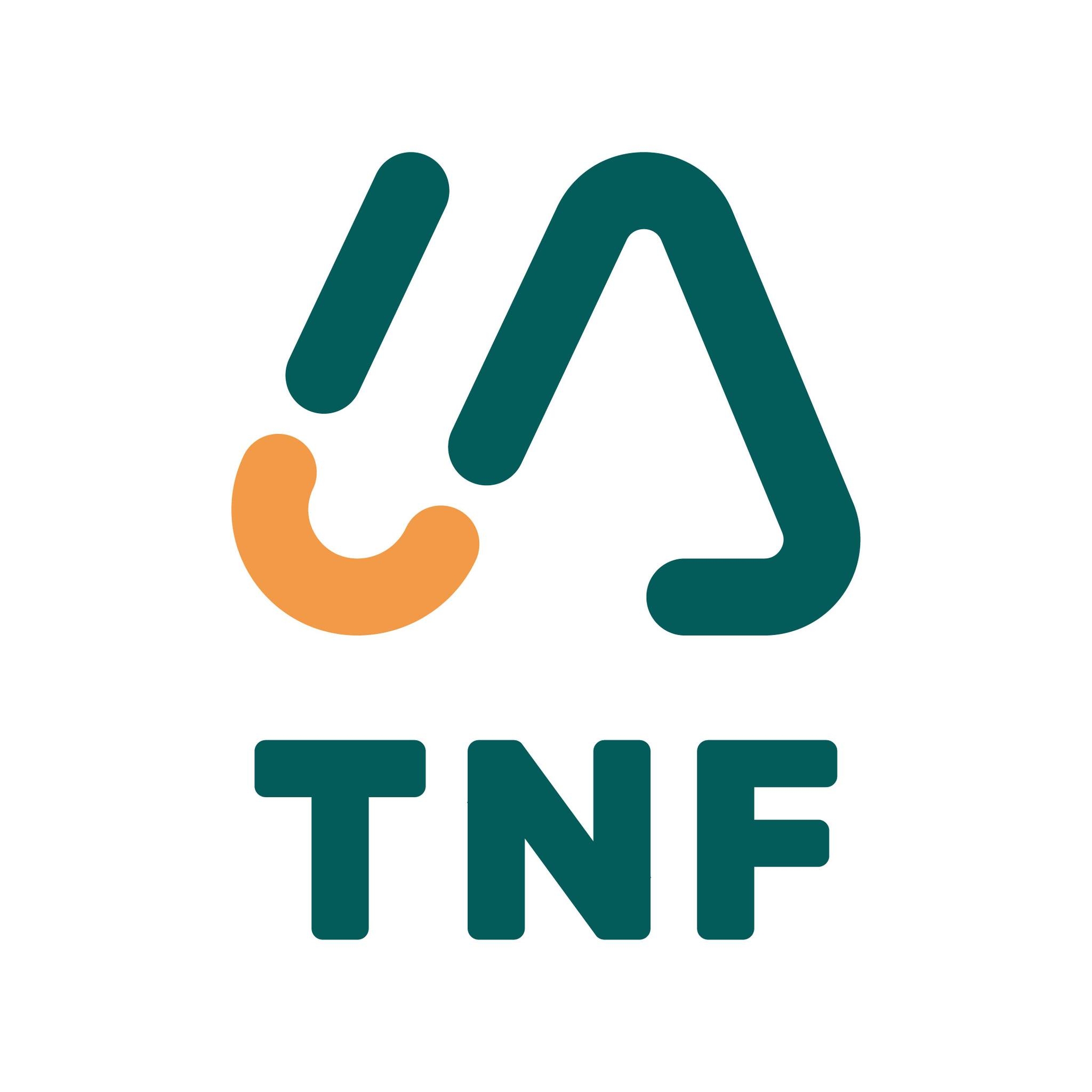 green and orange logo with the letters T N F