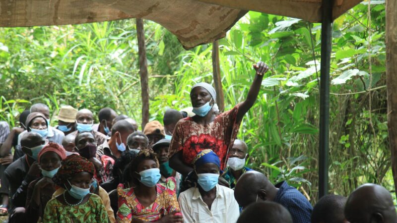 A community member shares views during the awareness meeting (1)