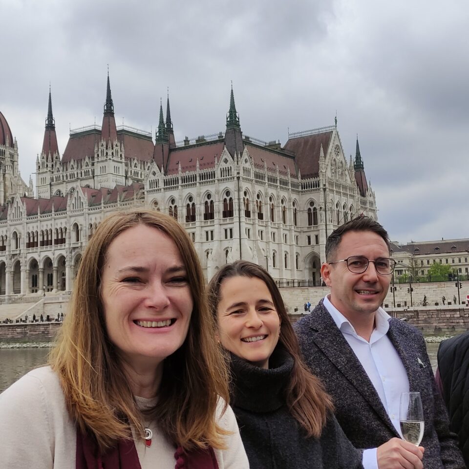 Catherine with delegates at Hungarian parliament