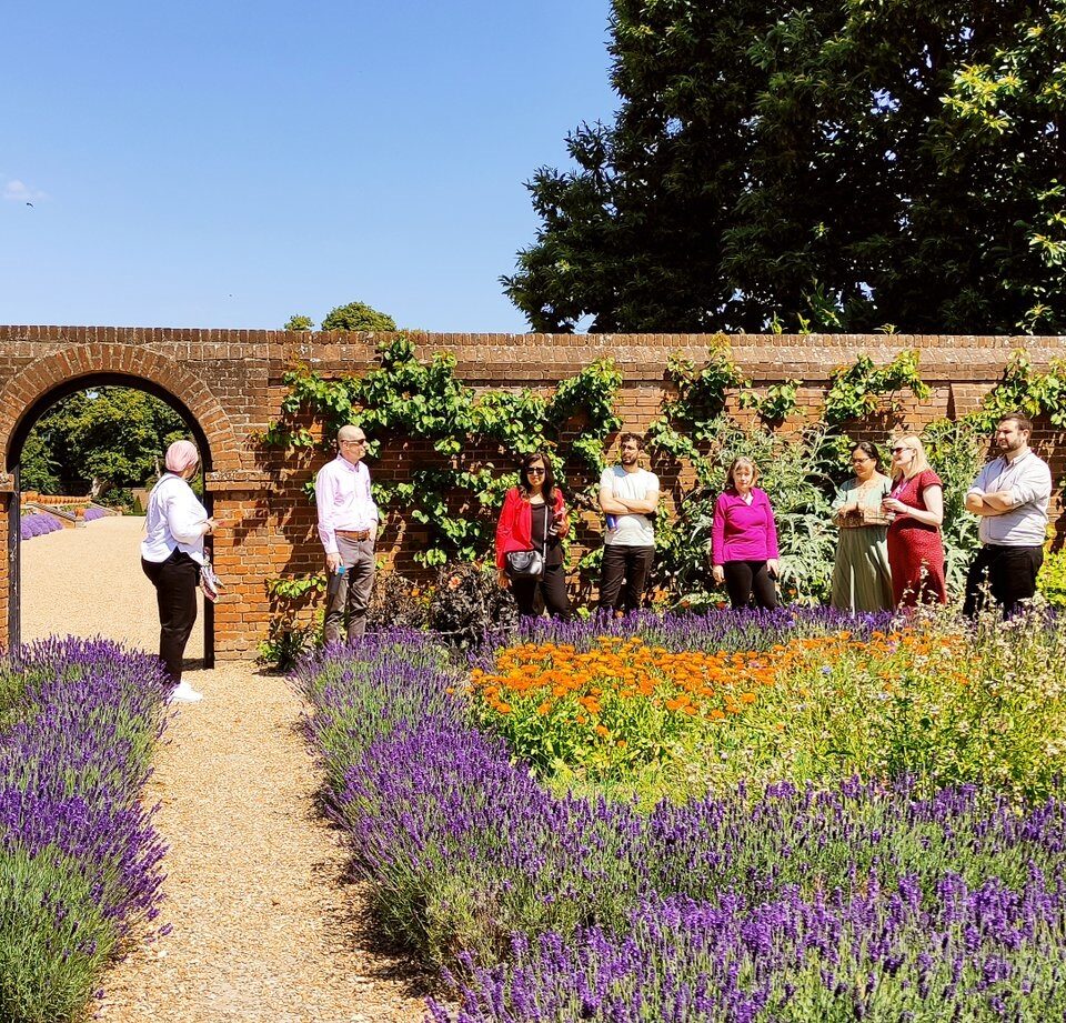 A group visit Ham House garden to look at planting for climate adaptation