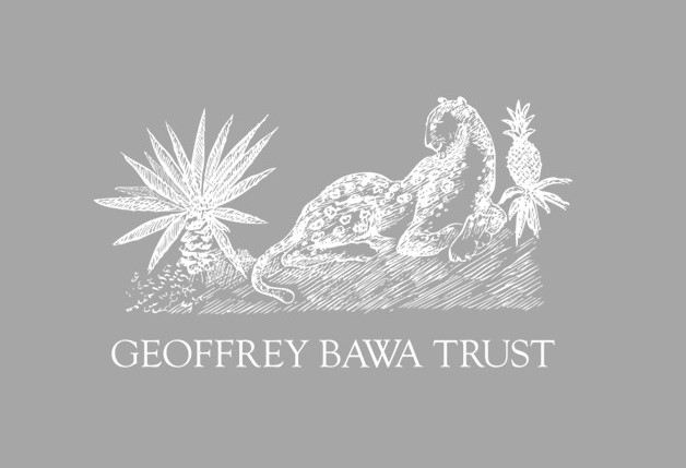 white logo on a grey background for the Geoffrey Bawa Trust