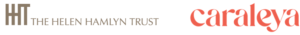logo on left for the Helen Hamlyn Trust in dark grey and logo on the right for Caraleya in orange text