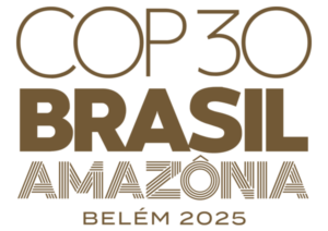 a brown logo on a white background which reads COP30 Brasil Amazonia Belem 2025