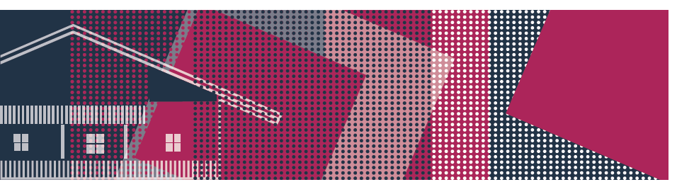 a dark blue and magenta abstract visual identity with pop-art style-pixels