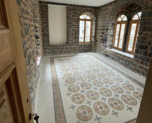view of a room interior in the Ghassania Theatre with a tiled floor