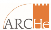 an orange and dark grey logo of an organisation called ARCHe
