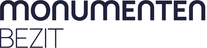 a logo with black lettering on a white background which reads monumentenbezit
