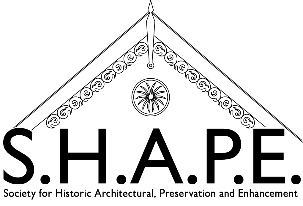 logo for heritage organisation SHAPE Dominica with black text on a white background