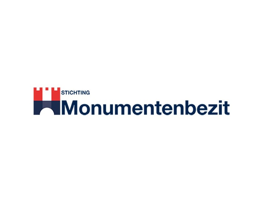 logo for monumentenbezit with a castle graphic in red and blue
